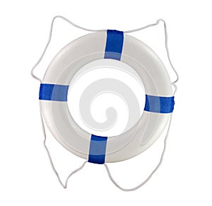 Pool and boat throwable life saver buoy blue rings photo
