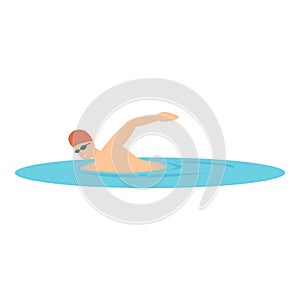 Pool boy swim icon cartoon vector. Party recreation