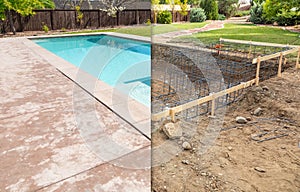 Before and After Pool Build Construction Site