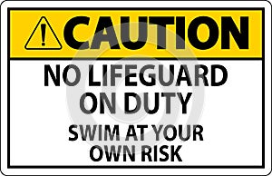 Pool Caution Sign No Lifeguard On Duty Swim At Your Own Risk