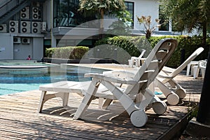 Pool chairs on pool villa