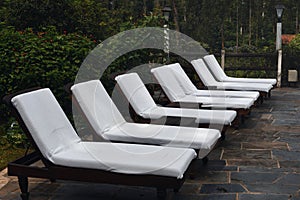 Pool chairs on the Swimming pool deck