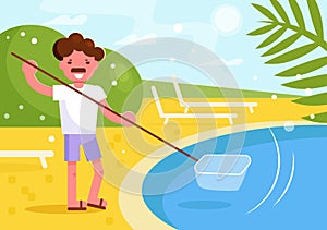 Pool cleaner Vector. Cartoon. Isolated art Flat