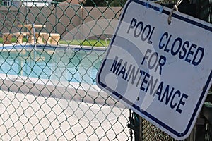 \'Pool Closed for Maintenance\' Sign