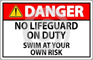 Pool Danger Sign No Lifeguard On Duty Swim At Your Own Risk