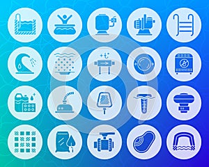 Pool equipment shape carved flat icons vector set