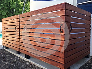 Pool Equipment Wooden Fence Enclosure