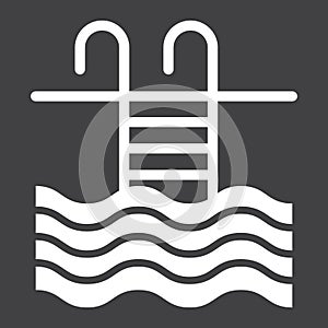 Pool glyph icon, fitness and sport, swim sign