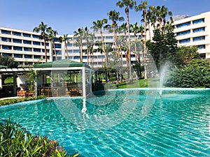 Pool by the luxury hotel