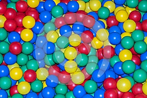 Pool with many colored balls in the kids playing room