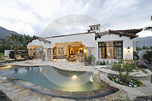 Pool And Modern Home Exterior