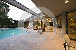 Pool And Modern Home Exterior