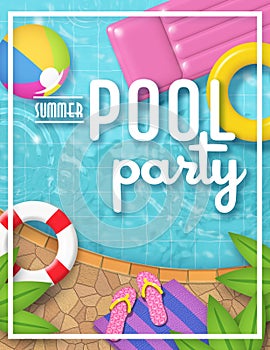 Pool Party Invitation Art beach ball water fun colorful