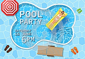 Pool party invitation concept
