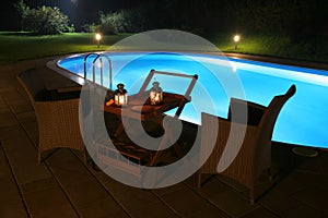 Pool and Patio by Night