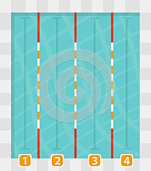 Pool with rubber borders for swimmers, contest