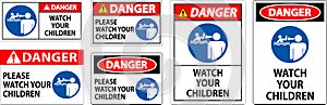 Pool Safety Sign Danger, Watch your Children with Man Watching