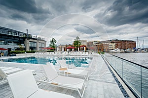 The pool at the Sagamore Pendry Hotel in Fells Point, Baltimore, Maryland