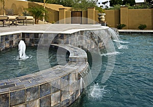 Pool, spa, fountains and waterfalls