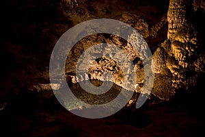 A Pool & Stalagmites In Carlsbad Caverns