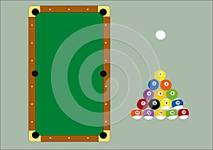 Pool table and triangle balls photo