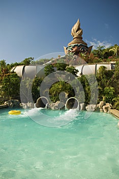 Pool and toboggan in Siam Park, Tenerife photo