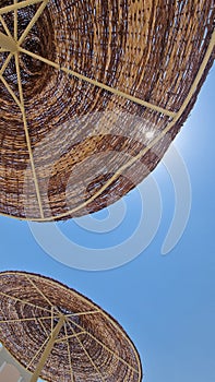 by the pool umbrellas in a resort