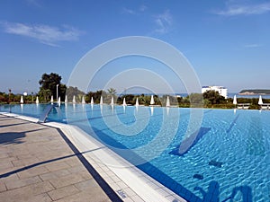 Pool under a blue sky in Dubrovnik