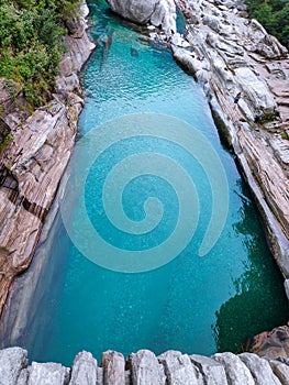 Pool of Verzasca river near Lavertezzo Ponte dei Salti, Ticino