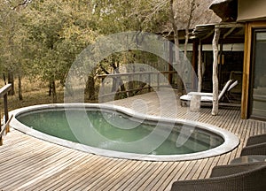 Pool on a wooden deck