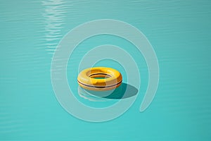 pool yellow sunlight vacation float water ring resort circle rescue. Generative AI.