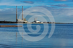 Poolbeg chimneys of the Ringsend area of Dublin, Ireland