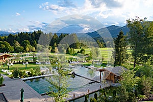 Pools and bathing lakes of Hotel and Resort Sonnenalp, Allgau, Bavaria, Germany