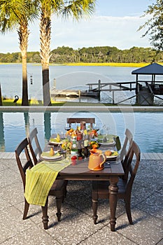 Poolside dinner