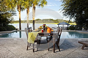 Poolside dinner