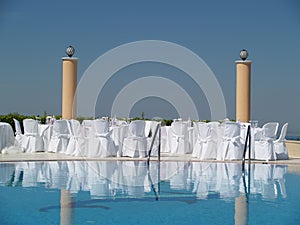 Poolside event setup