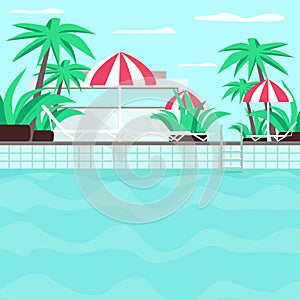 Poolside flat color vector illustration