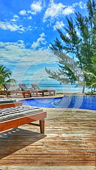 Poolside at Groovy Gecko. Placencia, Belize