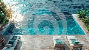 Poolside Lounge Chairs at a Swimming Pool