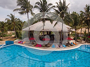 Poolside restaurant beach club bar lounge swimming pool relaxation oasis Nusa Penida Bali Indonesia South East Asia
