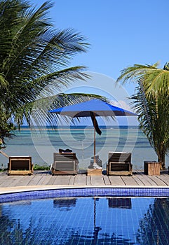 Poolside and tropical beach Maceio Brazil