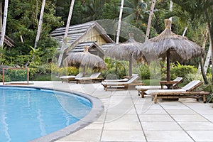 Poolside at a tropical resort