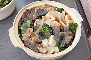 Poon Choi Cantonese Big Feast Bowl Closeup