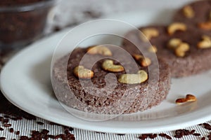 Poongar rice vattayappam. Steamed rice cake made with a fermented batter of poongar rice and coconut and steamed in a round dish