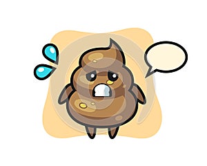 Poop mascot character with afraid gesture