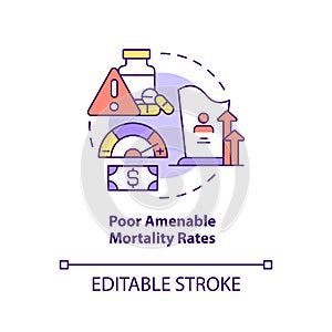 Poor amenable mortability rates concept icon photo