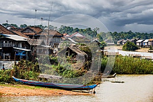 Poor Cambodians living in poverty along a river