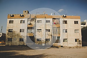 Poor dirty building ghetto slum city of Syrian Middle East dangerous war region