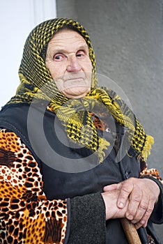 Poor elderly woman
