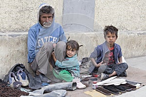 Poor family in Leh, India